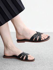 CUCCOO BIZCHIC 夏季新款黑色海灘度假休閒女款平底涼鞋 - 黑色 - 查看 6