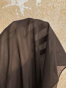 Nuevo top suelto con hombro asimétrico y transparente con lentejuelas doradas y falda mini fruncida de cintura baja asimétrica, estilo bohemio, boho, para vacaciones, vintage, fiestas - Marrón - Ver 3