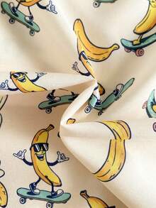 SHEIN 1pc Young Boys' Casual Vintage Banana Printed Short Sleeve Shirt,Soft Comfortable Collegiate Fashion For Summer,Matching,Family Vacation,Daily Wear - Multicolor - View 5