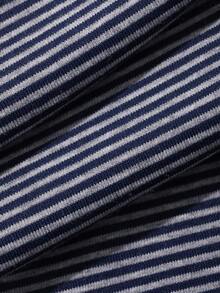 DAZY Women's Round Neck Striped Short Sleeve Top And Long Pants Casual Daily Homewear Set - Navy Blue - View 8