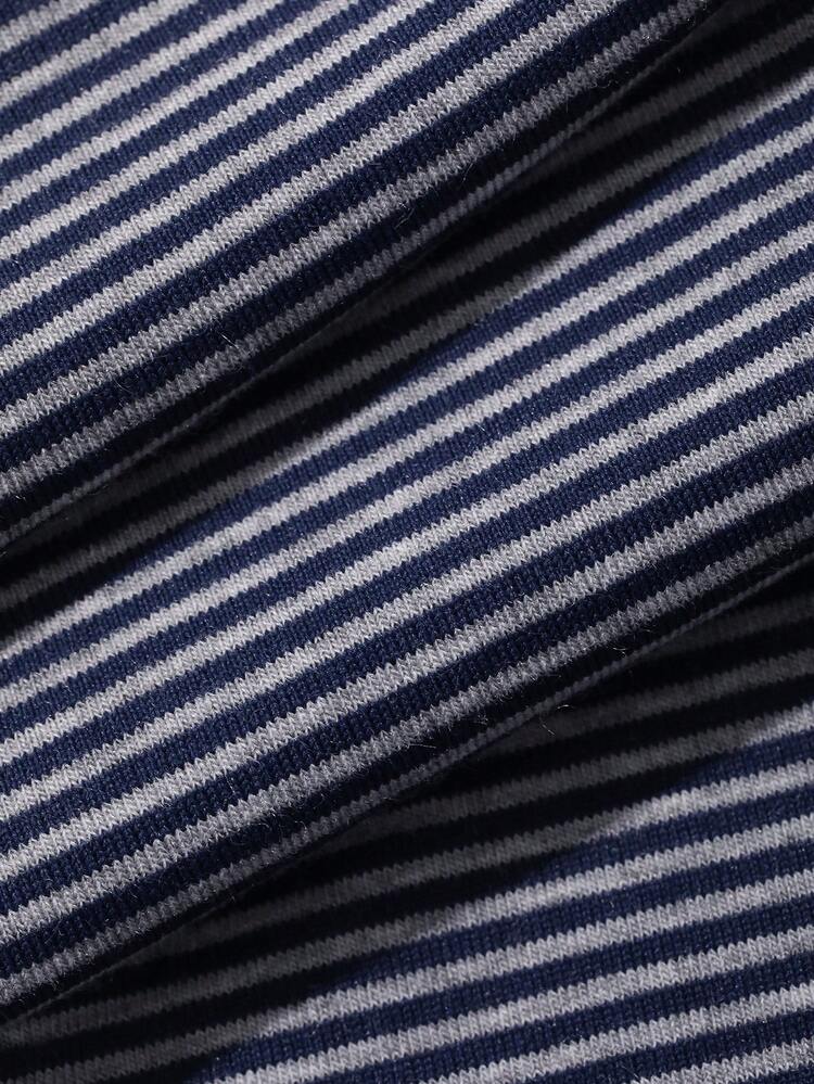 Women's Round Neck Striped Short Sleeve Top And Long Pants Casual Daily Homewear Set