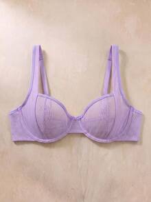 SHEIN Sheer Unpadded Bralette - Purple - View 1