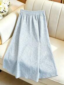 Qadelle Bộ 2 món cổ tròn, hàng khuy đơn thanh lịch dành cho nữ - Màu xanh lam - Xem 3