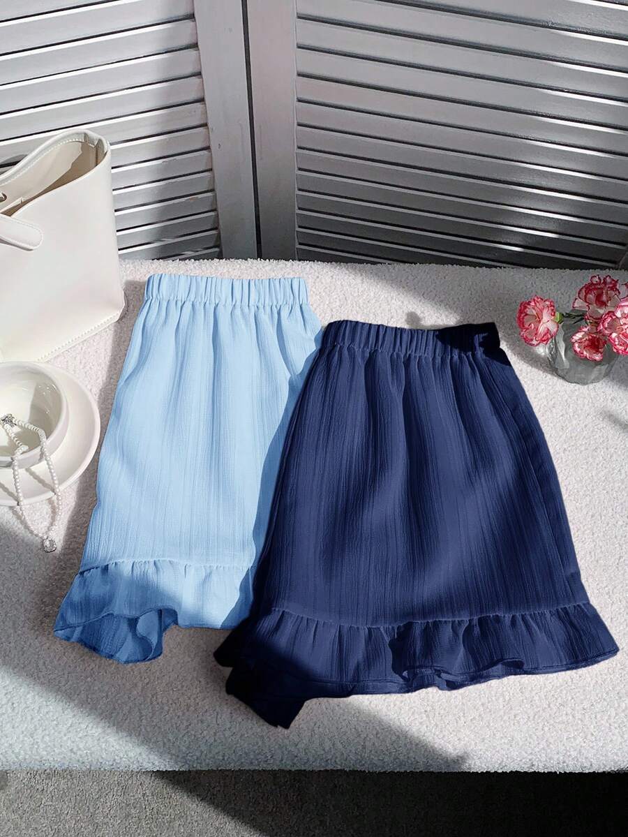 Comfortcana 2件組夏季休閒度假荷葉邊鬆身短褲 - 彩色 - 查看 1