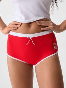 Loungeista Women's Casual Simple Style Knit Boyshort Panties - Red - View 5