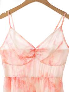 SHEIN Franclia Elegante abito da vacanza, abito in chiffon con stampa floreale, aderente con spalline sottili e ampio per le donne - Rosa - Visualizzare 9