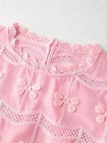 GlowEve Women's Vacation Embroidered Decor Hollow-Out Fashion Blouse - Pink - View 7