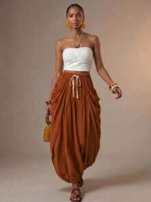 Zivah Quần nữ dáng suông rộng màu vàng mù tạt kiểu harem ống đèn jogger mới cho mùa hè, phong cách casual đi làm đi chơi, phù hợp mặc hàng ngày, đi nghỉ mát, lễ hội âm nhạc, du lịch, đi biển, dự tiệc, mặc đi sân bay, mặc đi ăn brunch, phong cách Boho, du mục, Casual-Z - Màu Mù tạt vàng - Xem 11