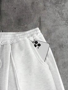 AXEPEAK 男士休閒純色短褲，夏季百搭 - 淺灰色 - 查看 5