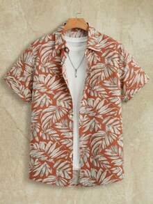 AKNOTIC Manfinity RSRT Men's Short Sleeve Woven Beach Shirt With Plant Print - Multicolor - View 1