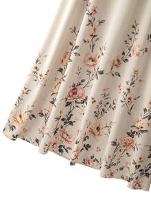 GlowEve CURVE Plus Size Women's Elegant Sleeveless Off-Shoulder Floral Print Dress, Off-Shoulder Ruffle Hem Floral Print Elegant Vacation Dress - Apricot - View 3