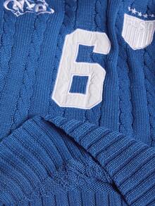 ROMWE MEN Prep World Cup Men's Numeric Embroidery Short Sleeve Knit Top - Blue - View 8