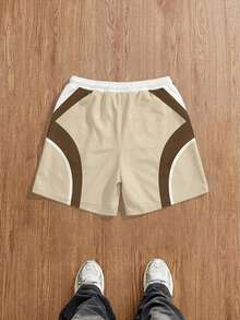 Manfinity Joysei Quần short nam dáng rộng in phối màu, phù hợp mặc ngoài trời mùa hè - Màu Khaki - Xem 2