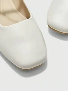 CUCCOO BIZCHIC Solid Color Fashionable Comfortable Casual Flat Shoes, Suitable For Daily Commute Spring Shoes - White - View 4