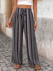 Brillora Women's Elegant Romantic Elastic Waist Pants, Suitable For Spring And Summer - Black - View 6