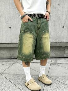 Manfinity EMRG Men's Casual Versatile Pocketed Button Fly Denim Shorts - Blue - View 3