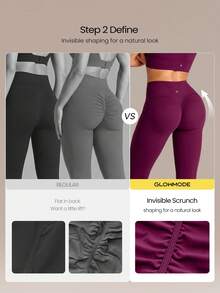 GLOWMODE 24" Peakbum-Lift FeatherFit™-Sculpt Butt-Lifting Tummy Control Side Pockets Leggings Medium Impact Training Running Workout Gym Fitness Wear - Bold Plum - View 4