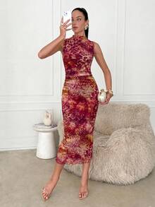 Lavishia Leopard Print Sleeveless Ruched Waist Bodycon Dress, Suitable For Summer - Multicolor - View 8