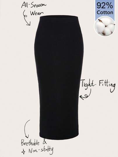 Tseoso High Waist Solid Pencil Skirt