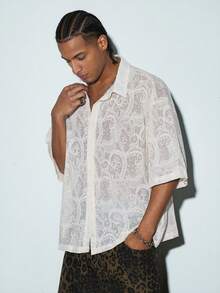 Modcrash Men's Shirt, Streetwear Fashionable Versatile, Cropped Loose Fit, Vacation, Spring Summer, Light - Apricot - View 5