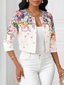 SHEIN Lady 女性節慶工作夾克，冬季女款，女性節慶款 - 彩色 - 查看 4