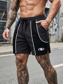 Gym Rark Men's Summer Contrast Piping Drawstring Waist Loose Fit Sports Shorts, Gym, Holiday - Multicolor - View 1
