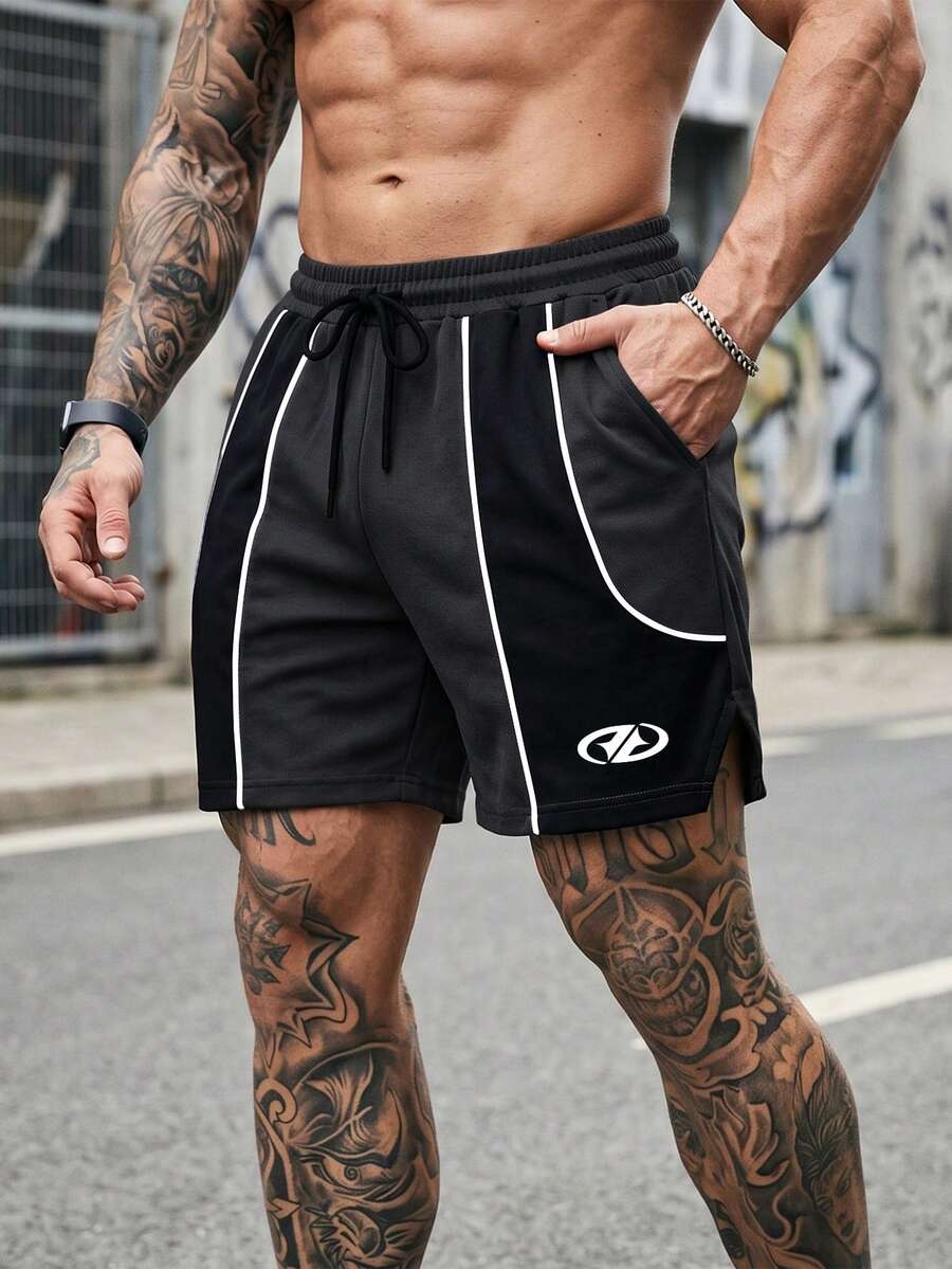 Gym Rark Men's Summer Contrast Piping Drawstring Waist Loose Fit Sports Shorts, Gym, Holiday - Multicolor - View 1