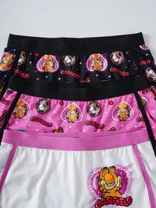 GARFIELD | SHEIN Cartoon Print Contrast Trim Boxer Briefs - Pink - View 8