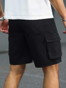 Manfinity LEGND Men's Denim Straight Leg Cargo Shorts, Holiday - Black - View 2