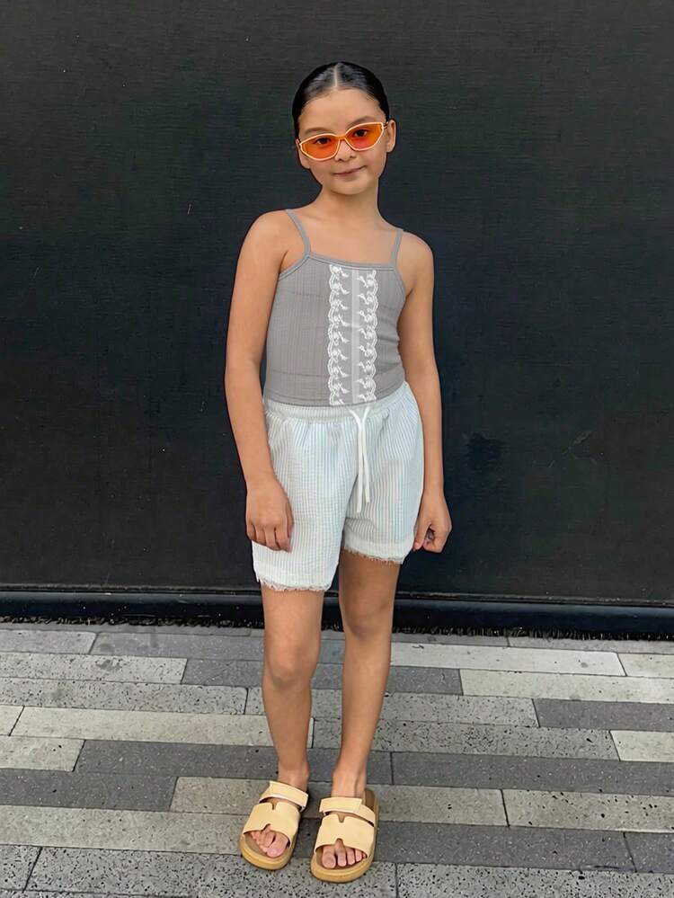 Girls Plus Size Lace Patchwork Sleeveless Camisole