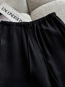 Franclia Women's Casual Crinkle White Long Pants, Suitable For Spring/Summer Daily Commute And Outings - Black - View 3
