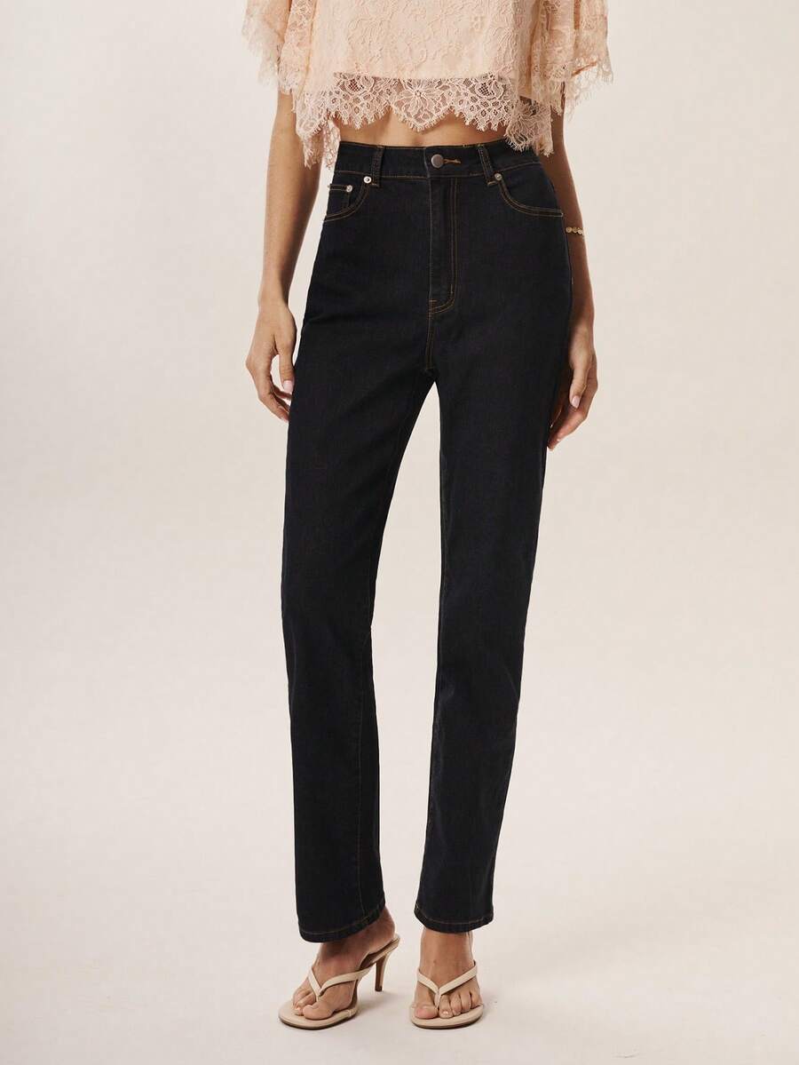 Willow Rêve Jeans casuales y versátiles para ir al trabajo de las mujeres - Azul lavado oscuro - Ver 1