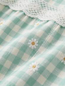 SHEIN 少女花卉印花蕾絲飾邊梭織夏季休閒洋裝 - 粉色 - 查看 3
