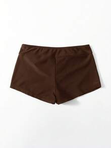 Swim Basics Women's Solid Color Elastic Swimwear Bottom For Vacation & Leisure - Brown - View 2
