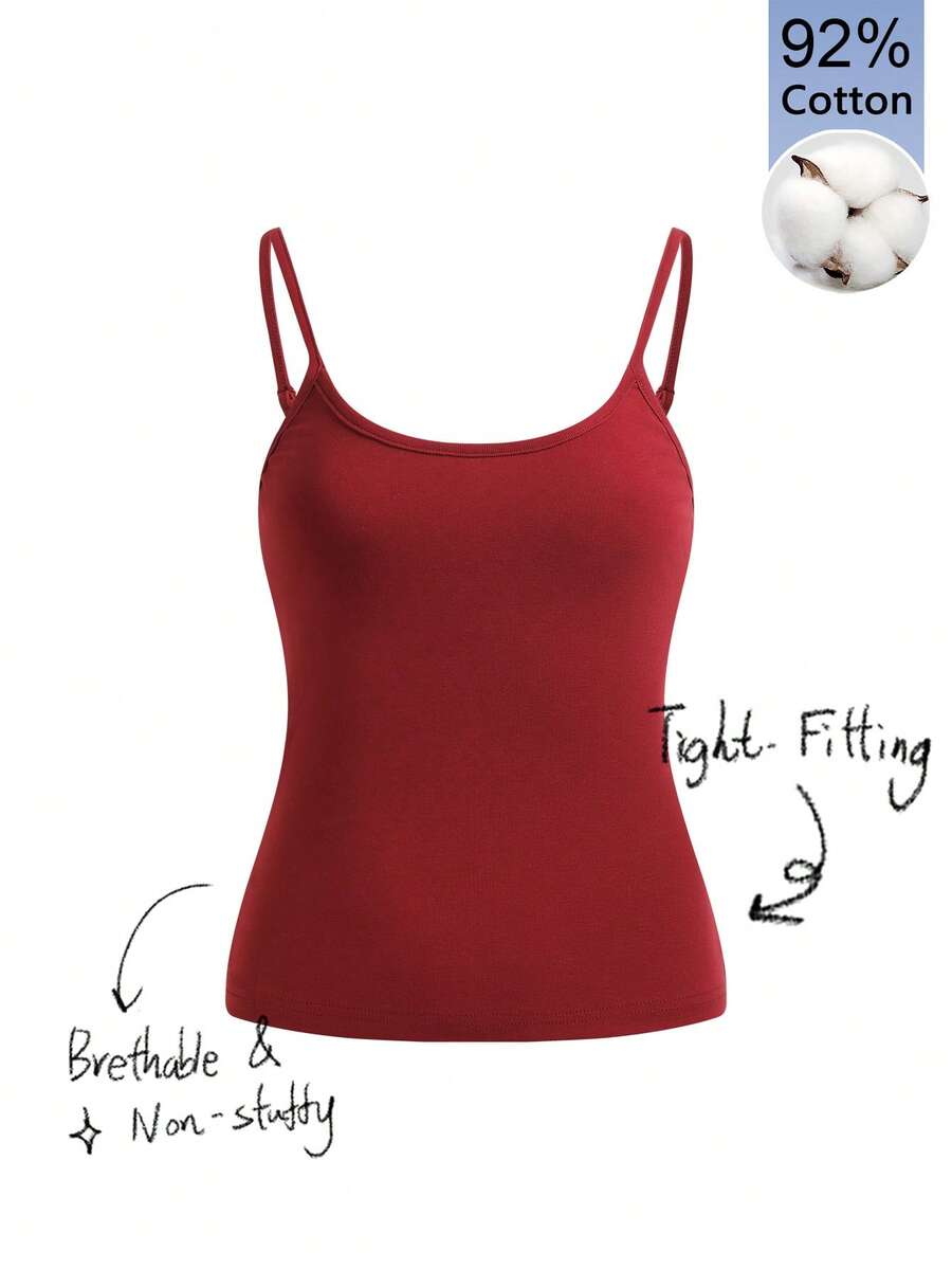 Tseoso Solid Cami Top - Burgundy - View 1