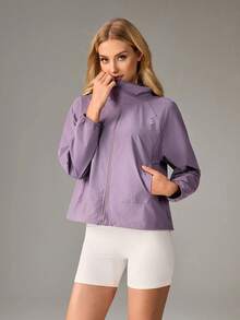 OutZeal Women Sun-Proof Jacket Gym Workout UV Protection Hood Outdoor Tops - Purple - View 9