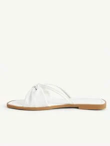CUCCOO CHICEST Women's Shoes Summer Soft-Soled Bow Toe Sandals, Wearing Holiday White Slippers - White - View 6