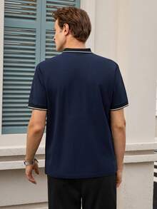 Officeau Chemise polo d'été décontractée rafraîchissante pour hommes, idéale pour les vacances et les affaires - Bleu marine - Voir 2