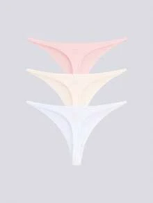 Loungeista 3pcs/Pack Women Seamless G-String Panties, Sexy & Comfortable Invisible, Fashion Skin-Friendly Lightweight Set, Suitable For Sports & Fitness - Multicolor - View 3