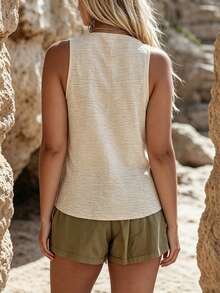 Linhara CURVE Große Größen gewebte modische lässig Reise Alltag Resort Sommer Damen Trägertops und Tanktops - Aprikosenfarben - Übersicht 2