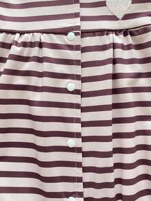 Newborn Simple Elegant Pink & Brown Striped And White Butterfly Print Sweet Cute Ruffle Trim Long Sleeve Casual Comfortable Romper Jumpsuit 2-Piece Set - Pink - View 7