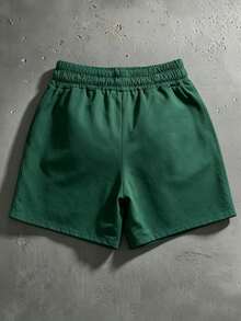 ROMWE MEN Street Life Men's Street Hip Hop Angel Wings Graphic Print Drawstring Waist Shorts, Suitable For Spring/Summer - Green - View 2