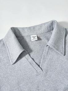 SHEIN 3件組 青少年女孩 Polo領 抓皺腰線 短袖T恤，黑白配色 - 彩色 - 查看 4