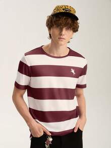 Limitiso Men's Casual Colorblock Striped Short Sleeve T-Shirt, Summer - Multicolor - View 4