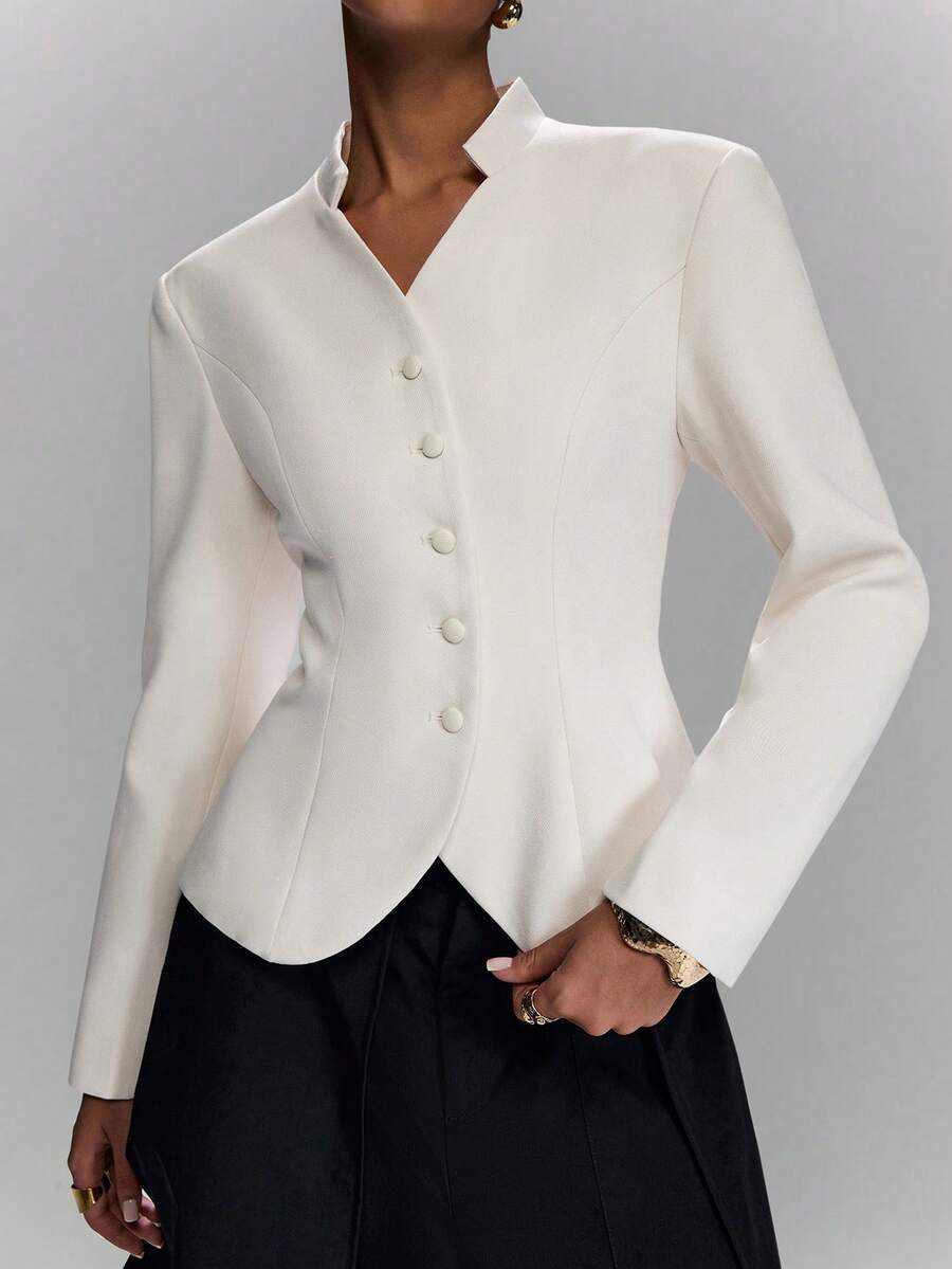 LYSMO 2026 New Arrive Minimalism Spring/Summer Women's Solid Color Long Sleeve Single-Breasted Elegant Blazer - Beige - View 1