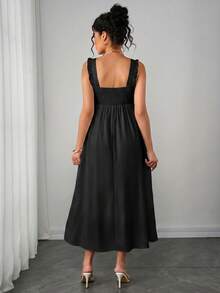 Momance Maternity Sleeveless Floral Print Dress, Spring/Summer - Black - View 2