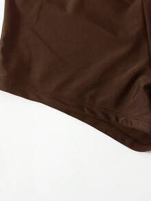 Swim Basics Women's Solid Color Elastic Swimwear Bottom For Vacation & Leisure - Brown - View 5