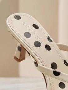 MUSERA Heeled Kitten Sandal Cute Fun Girly For Summer For Summer Shoes - Black and White - View 4