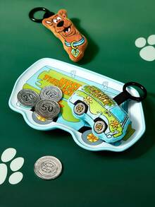 SCOOBY-DOO X SHEIN 1个探险车图案陶瓷迷你盘，适合盛放甜点、水果、少量食物，也可用于家居收纳，例如存放钥匙、珠宝等，适用于微波炉和洗碗机，适合家庭使用、探险活动、Scoo by Doo - 淺藍綠 - 查看 2