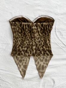 Soleia Women Casual Twist Leopard Print Bandeau Top, Summer - Multicolor - View 2